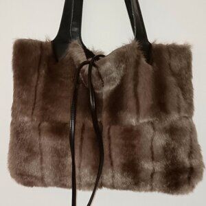 Dennis Basso Faux Fur/Suede Shoulder Bag